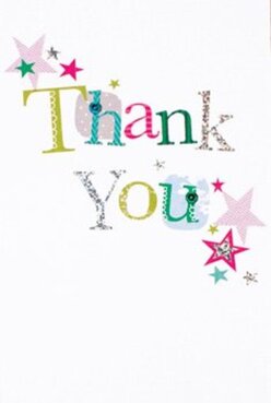 Capturing a spirit of delight cherished in Stanmore, this thank you card features the words 'Thank You' stylishly stitched across the front. Each letter is distinctive: a lively patchwork of bright colours and subtle patterns, mirroring the lively atmosphere of Stanmore Broadway and its local markets. Glistening accents of magenta, teal, and golden stars scatter themselves corners like the last confetti after a joyful gathering at Bernays Gardens. There is a subtle tactile texture-the silver letters twinkle with hints of glitter, inviting touch and adding to the sense of something handmade. The pristine white backdrop serves as a perfect canvas, making every hue and playful detail sing in the gentle light, much like a florist's window brightened by fresh-cut flowers. It's easy to picture this card paired with a radiant bouquet delivered by Flower Delivery Stanmore, extending both reassurance and heartfelt thanks crafted with neighbourhood care. The overall design speaks to the thoughtful, creative spirit that flourishes in Stanmore, promising to bring a genuine smile with every delivery.